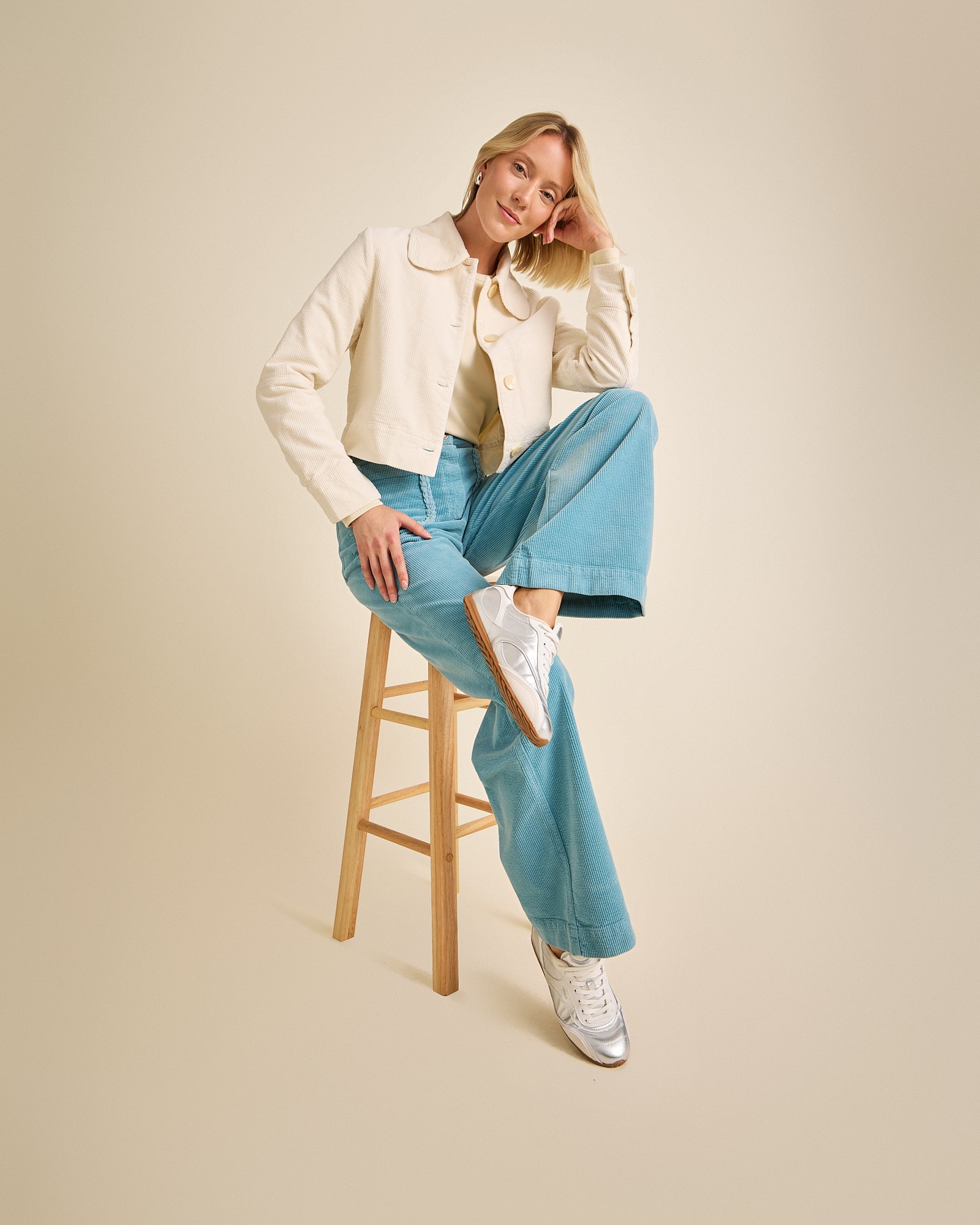 Côtelé womens vegan Pants Jane Sky Blue