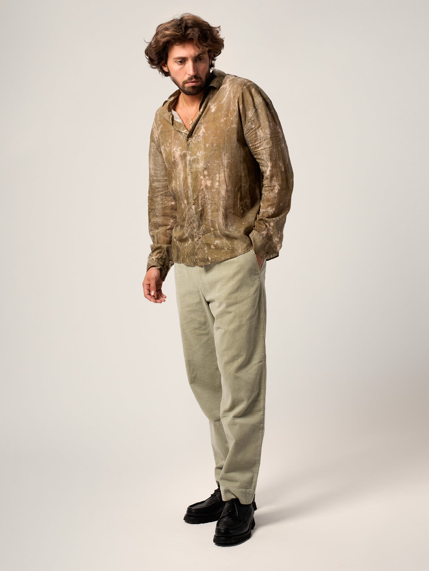 Côtelé men vegan Pants Lazy Sage Green