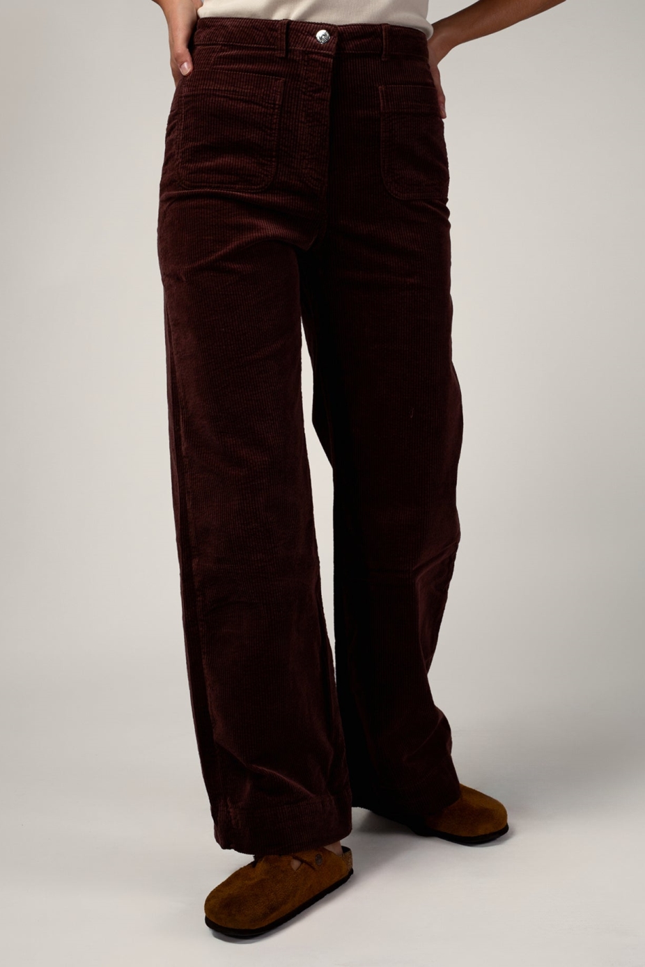 Côtelé womens vegan Pants Jane Chocolate Brown