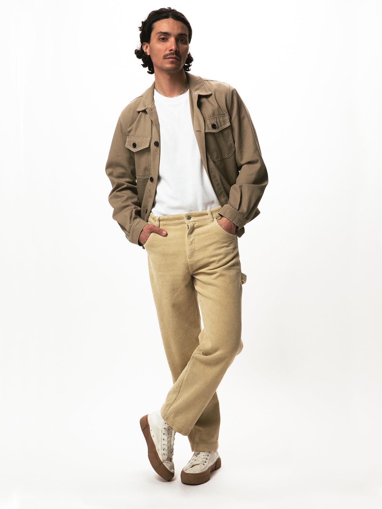 Côtelé men vegan Pants Carpenter Straw Beige