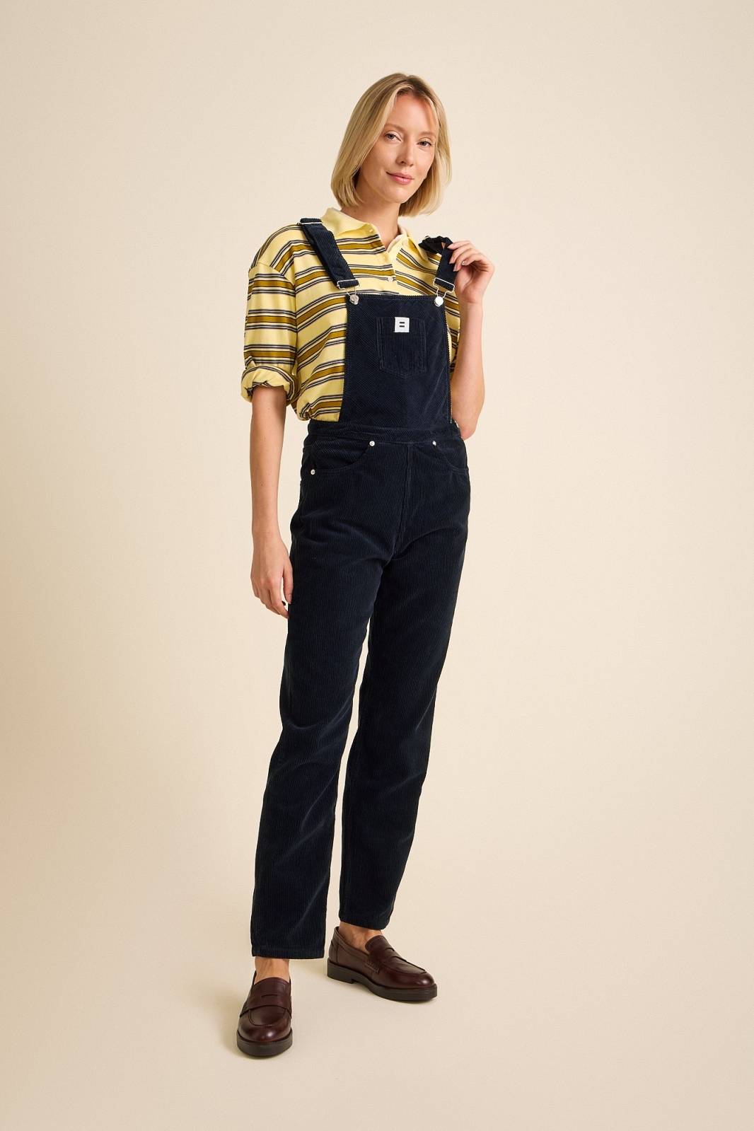 C&Atilde;&acute;tel&Atilde;&copy; Damen vegan Latzhose Aus Cord Mom Schnitt Marineblau