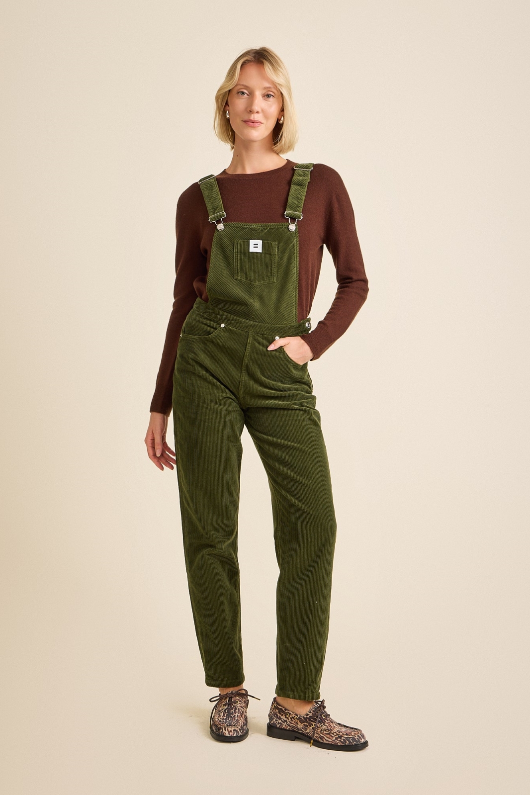 C&Atilde;&acute;tel&Atilde;&copy; Damen vegan Latzhose Aus Cord Modell Mom Olivgr&Atilde;&frac14;n