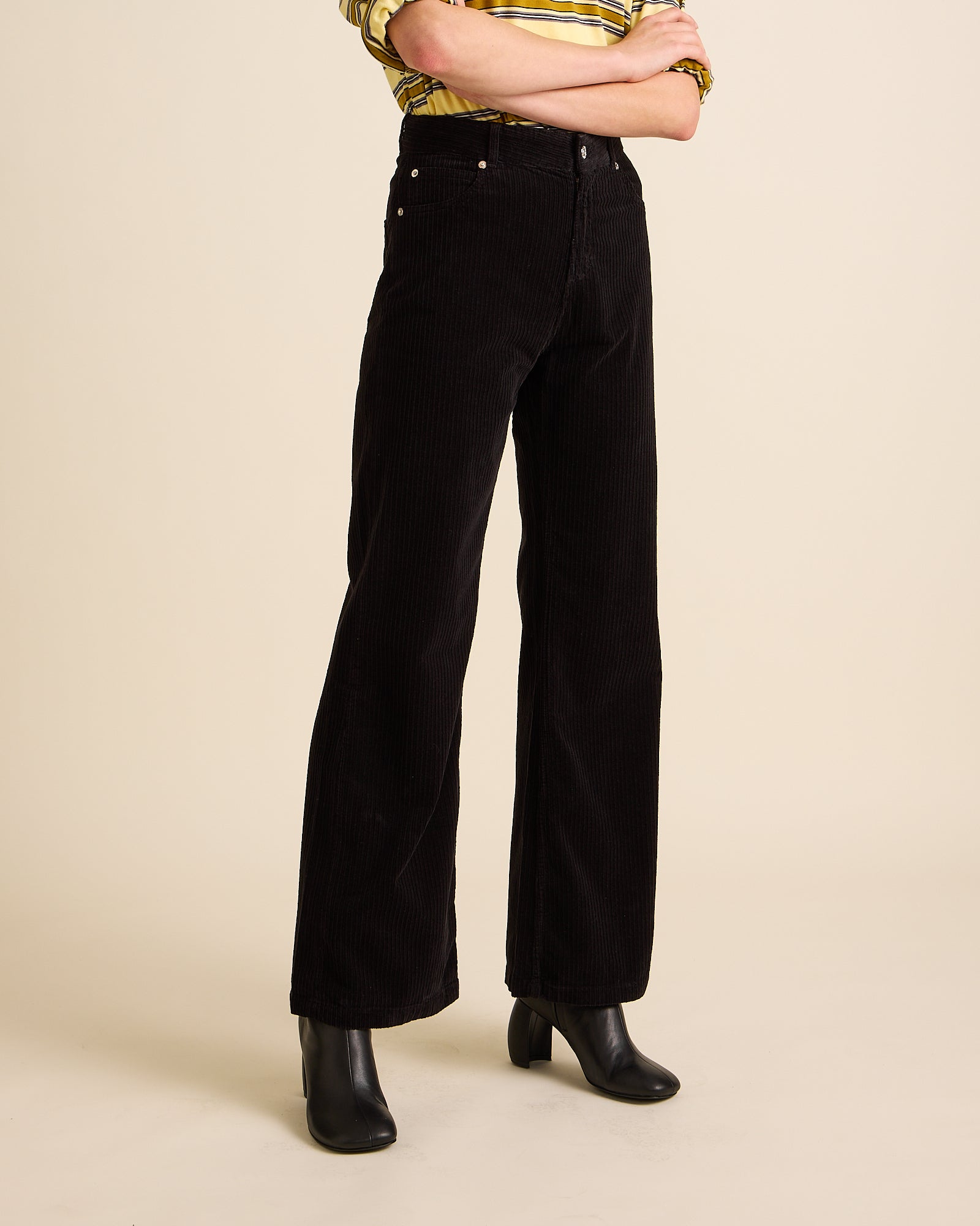 Côtelé womens vegan Flare Pants Black