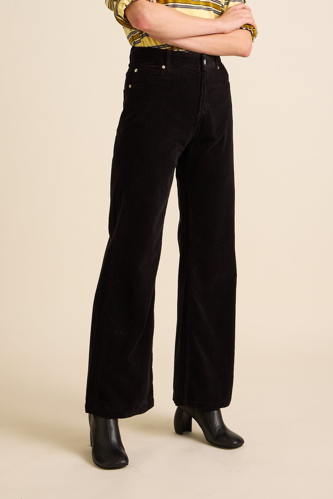 Côtelé womens vegan Flare Pants Black