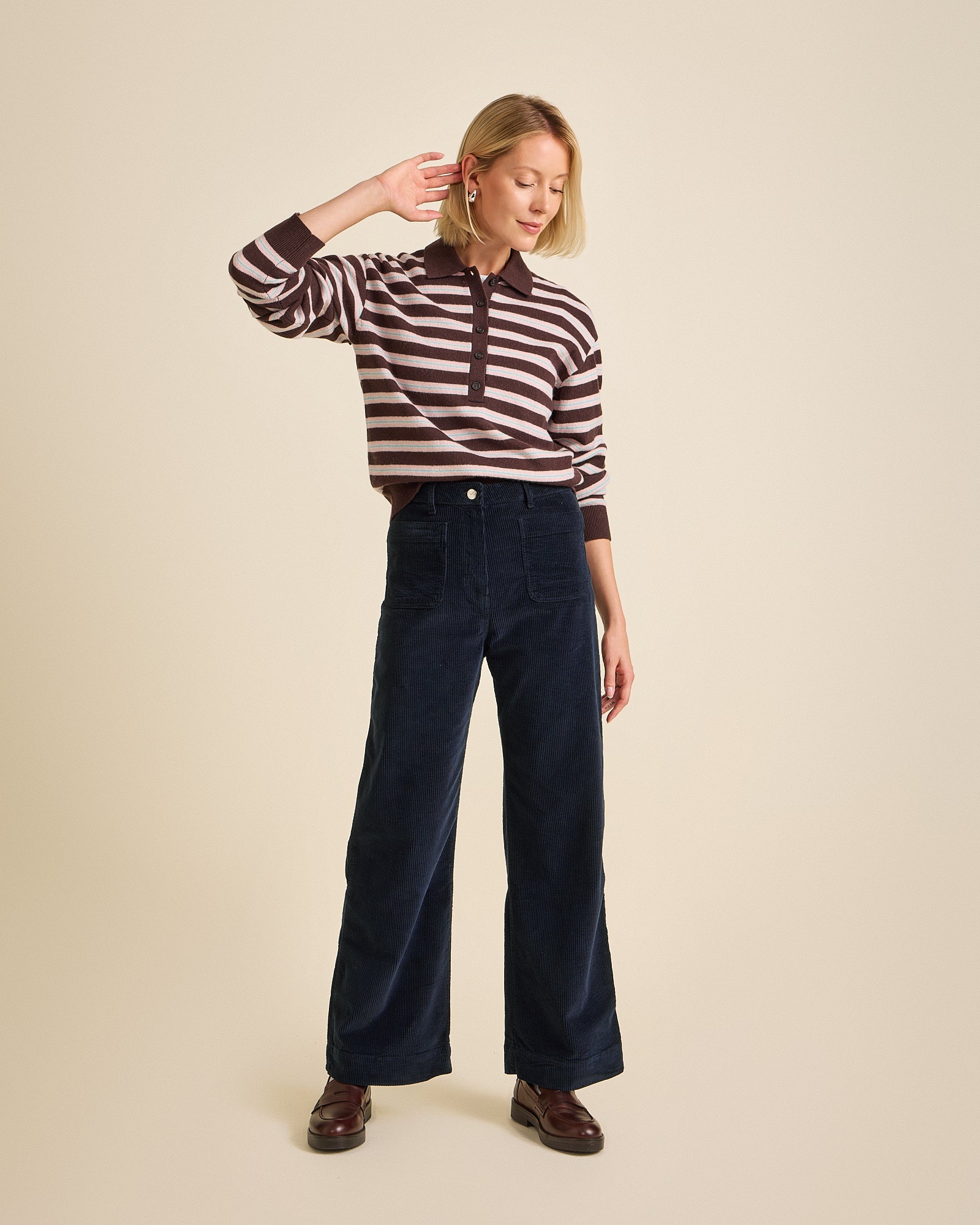 Côtelé womens vegan Pants Jane Navy