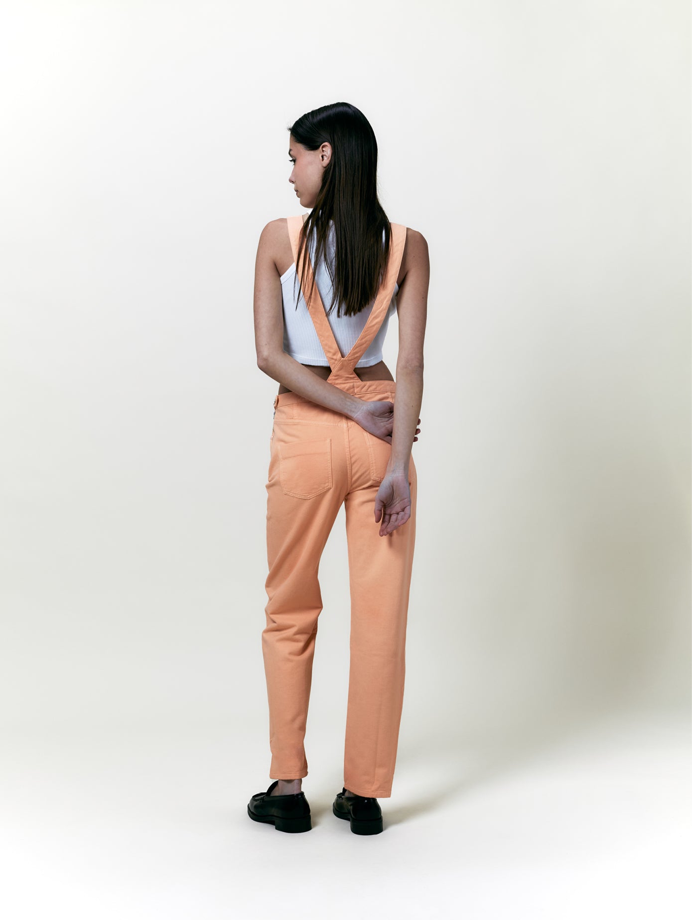Côtelé womens vegan Dungarees Mom Canvas Peach