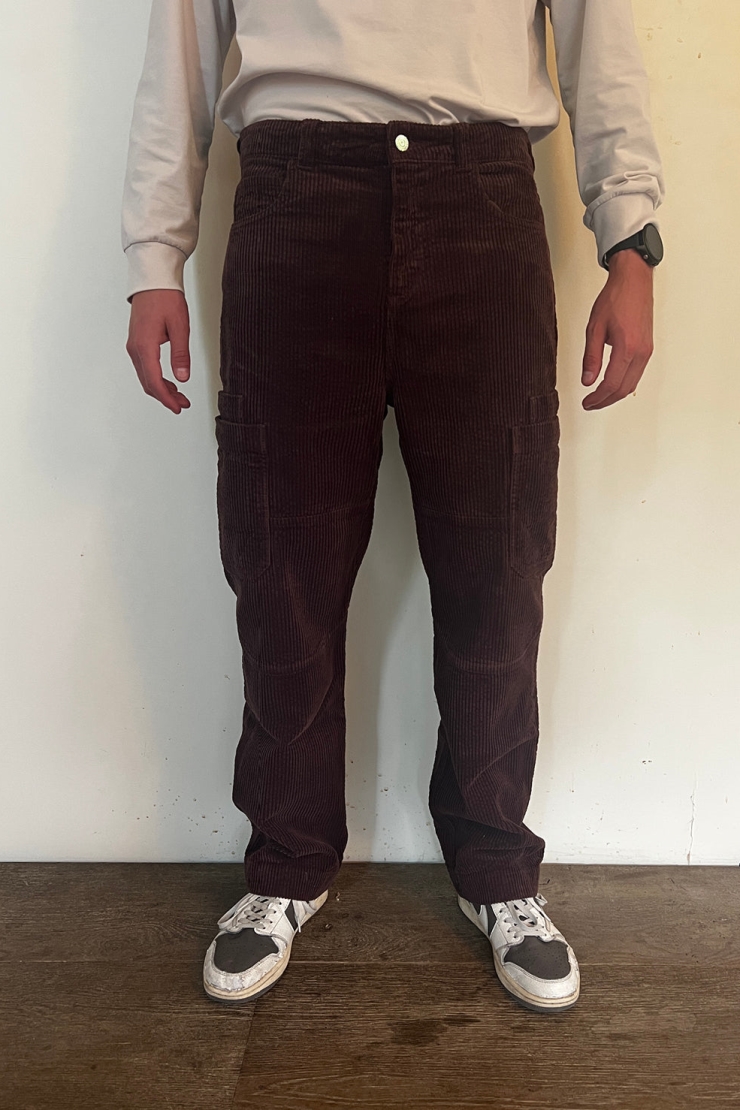 Côtelé men vegan Cargo Pants Chocolate Brown