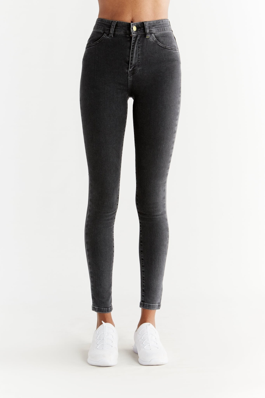 Evermind Damen vegan Jeans Stretch Skinny Fit Aschgrau