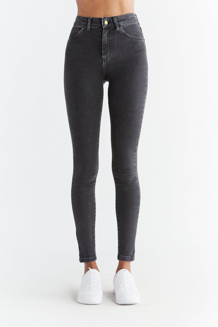 Evermind Damen vegan Jeans Stretch Skinny Fit Carbon Grau