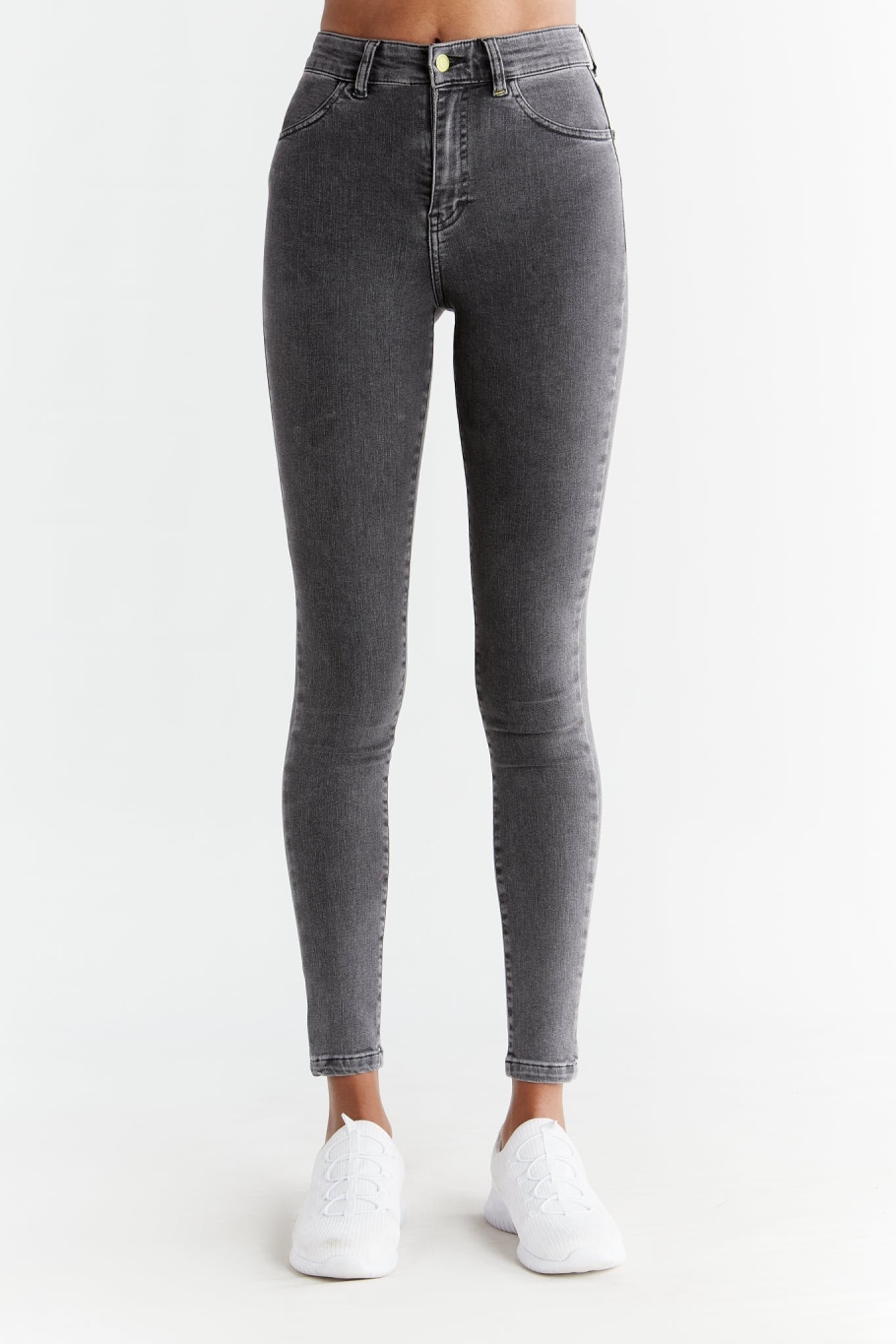 Evermind Damen vegan Jeans Stretch Skinny Fit Eisengrau