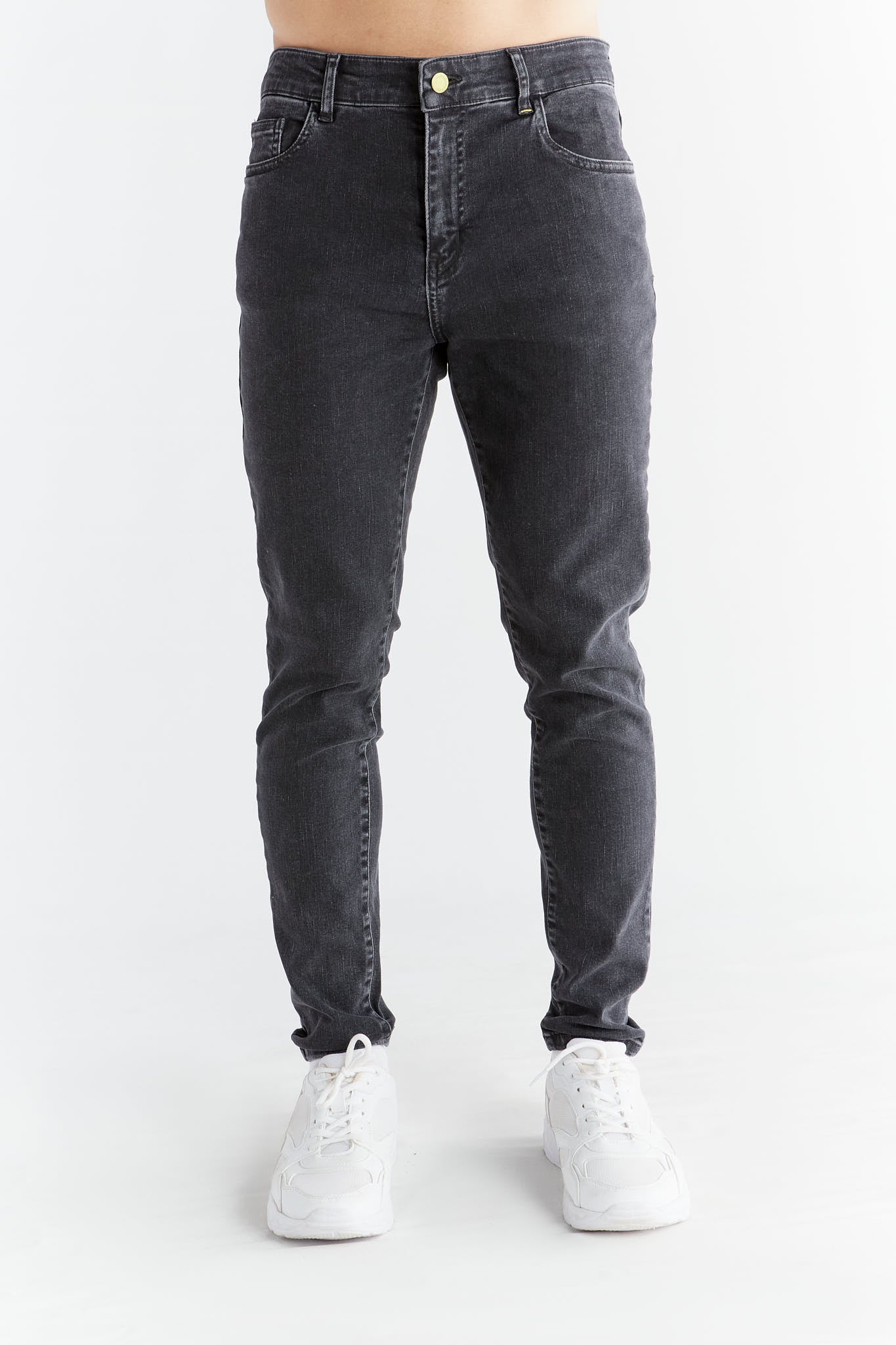 Evermind Herren vegan Jeans Stretch Skinny Fit Carbon Grau