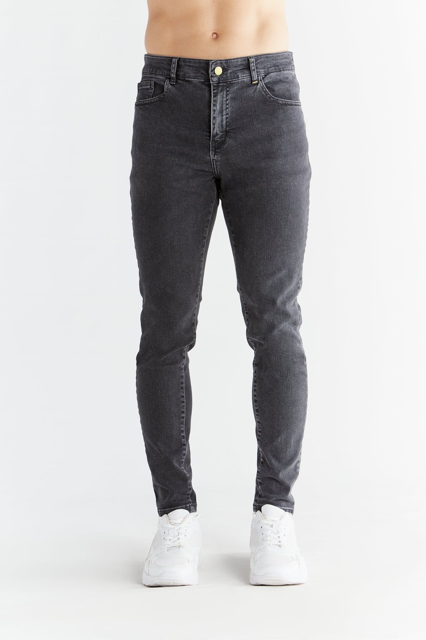 Evermind Herren vegan Jeans Stretch Skinny Fit Aschgrau