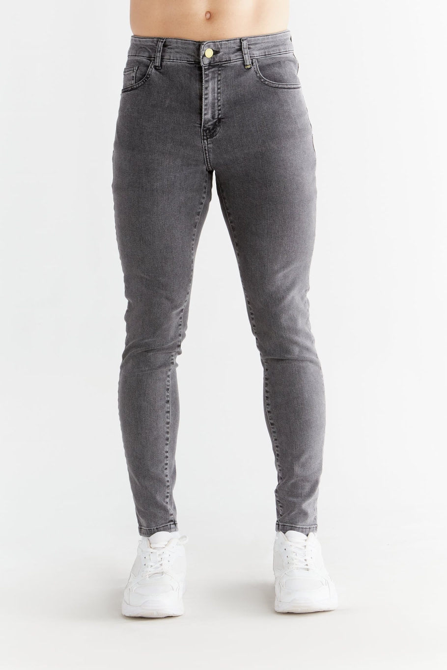 Evermind Herren vegan Jeans Stretch Skinny Fit Eisengrau