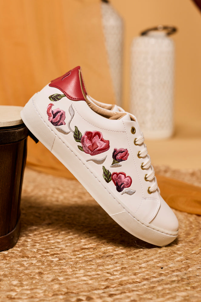 Minuit Sur Terre Damen vegan Sneaker Virevolte Fleurs Au Vent Wei&Atilde;Ÿ