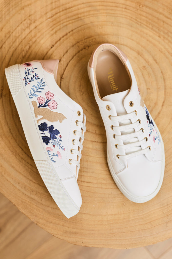 Minuit Sur Terre Damen vegan Sneaker Virevolte Cannelle Wei&Atilde;Ÿ
