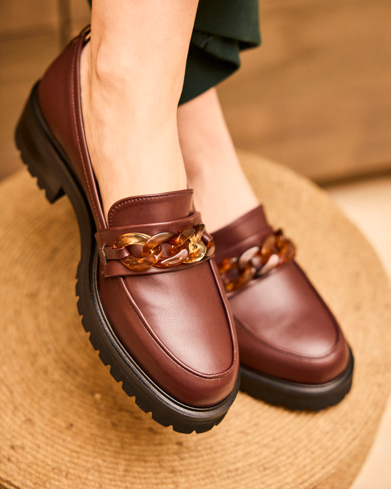 Minuit Sur Terre womens vegan Loafers Sherlock Chocolate Brown