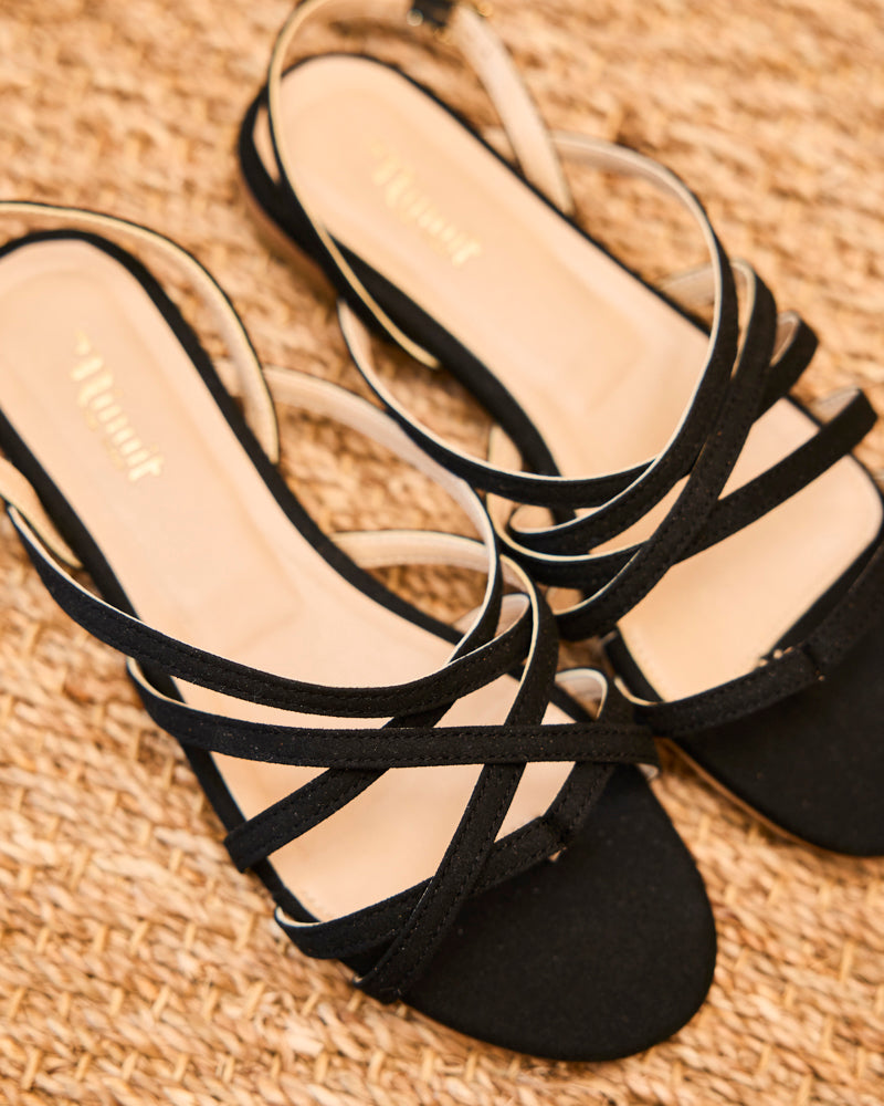 Minuit Sur Terre womens vegan Flat Sandals Vizzavona Black