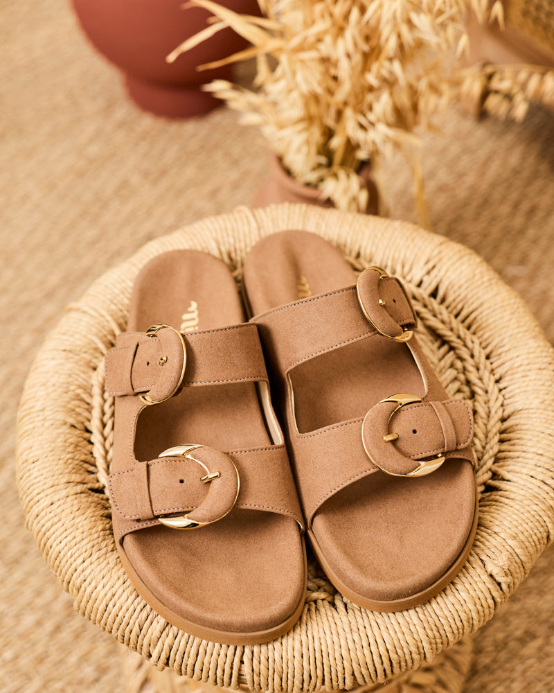 Minuit Sur Terre womens vegan Sandals Camelia Mocha Beige Brown