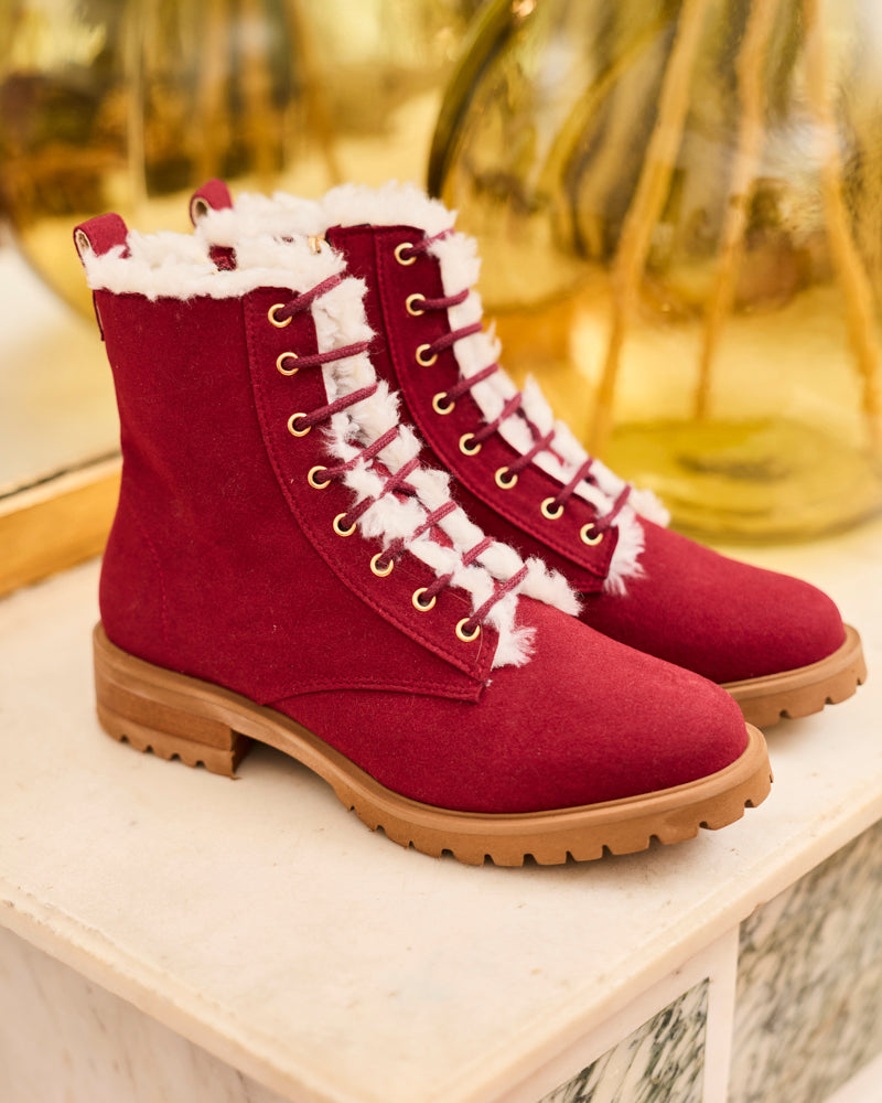 Minuit Sur Terre womens vegan Boots Mémoire Rubis Red