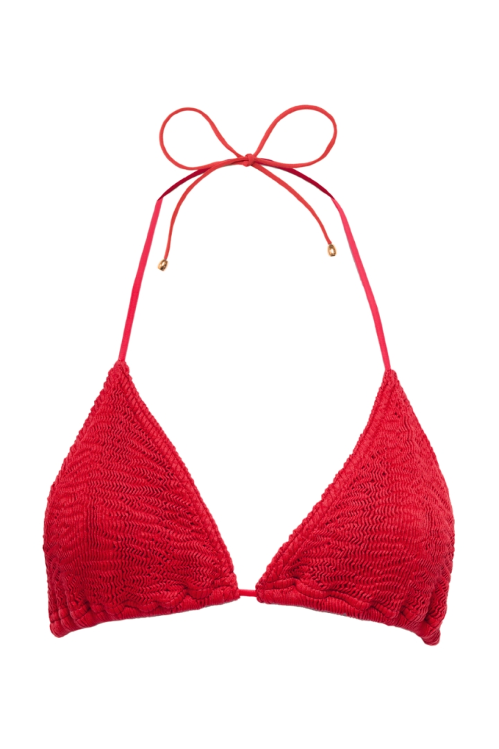 CALAMOON womens vegan Bikini Top Triangle Red