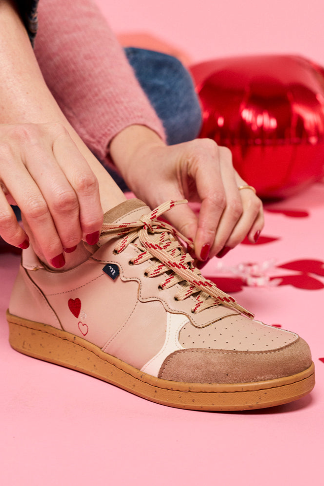Minuit Sur Terre Damen vegan Sneaker Max Coeurs Beige