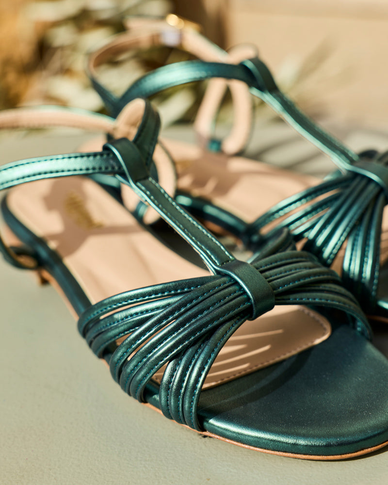 Minuit Sur Terre womens vegan Flat Sandals Verveine Vert Provence Green