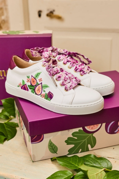 Minuit Sur Terre Damen vegan Sneaker Virevolte Figue Fig Wei&Atilde;Ÿ