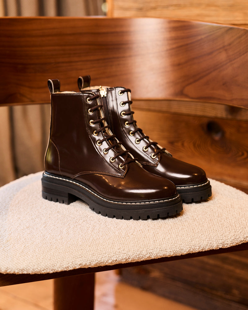Minuit Sur Terre womens vegan Boots Sybelles Chocolate Brown