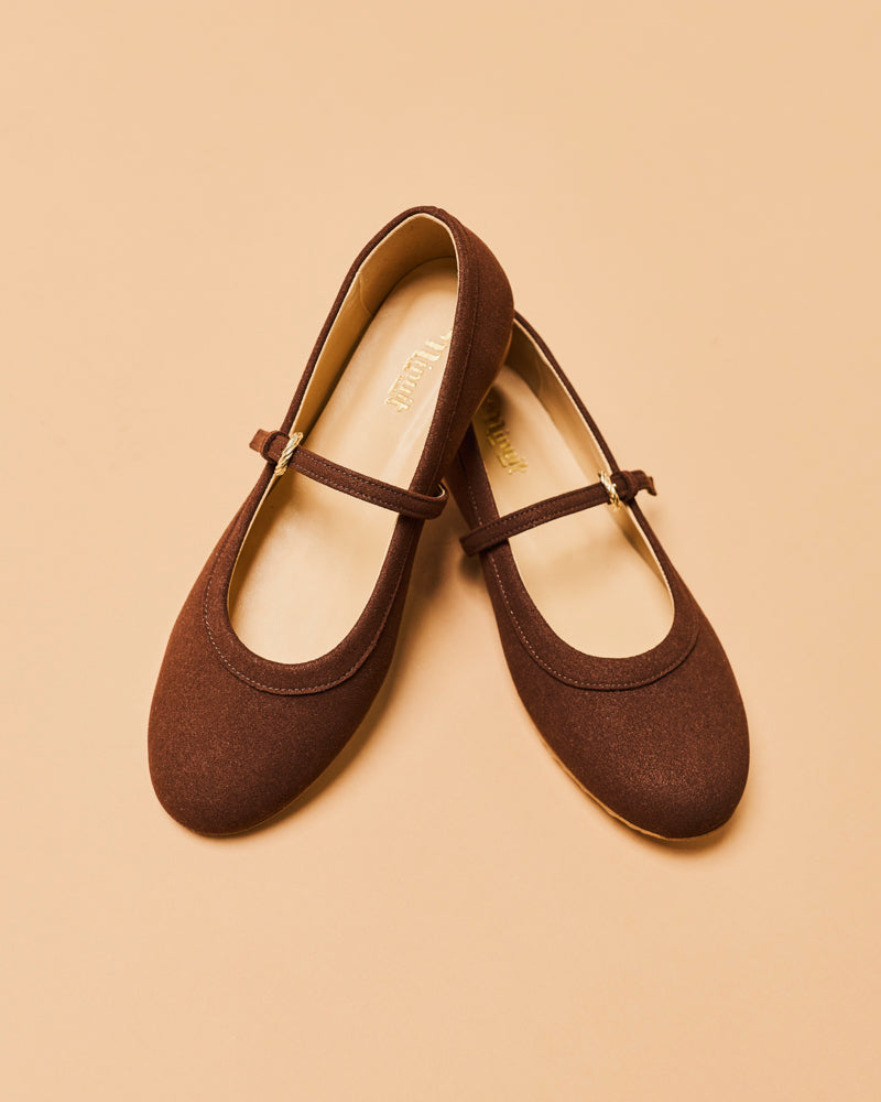 Minuit Sur Terre womens vegan Ballet Flats Chamechaude Chocolate
