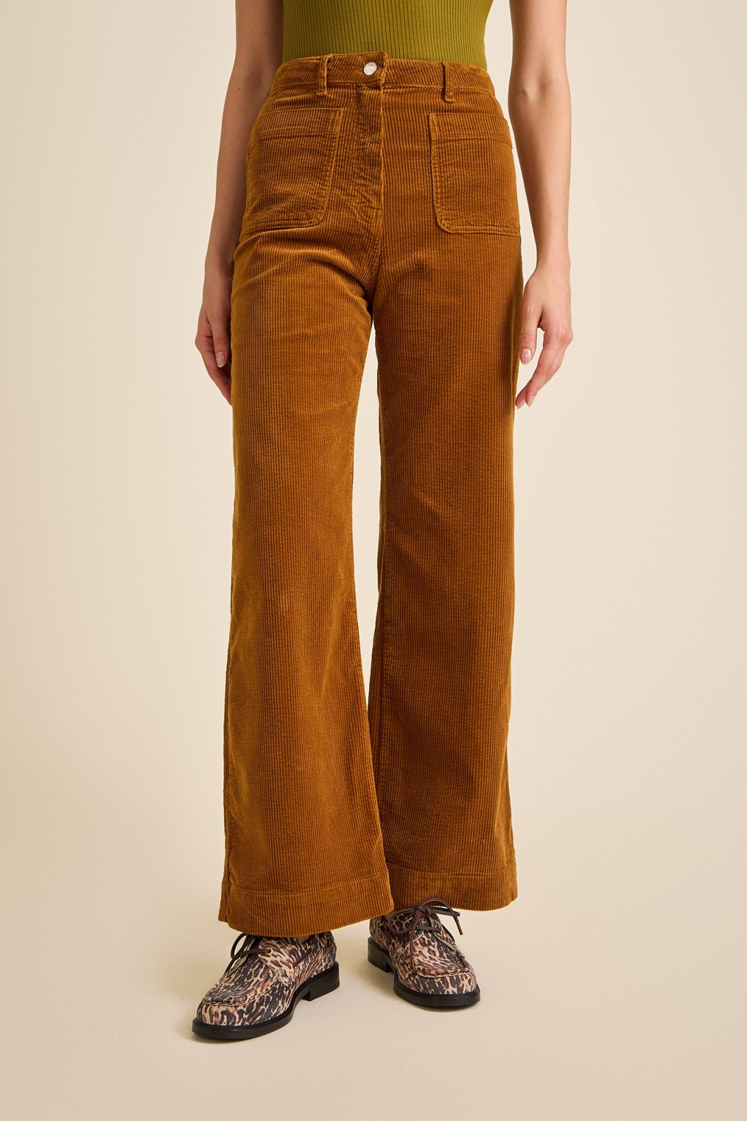 Côtelé womens vegan Pants Jane Camel Brown