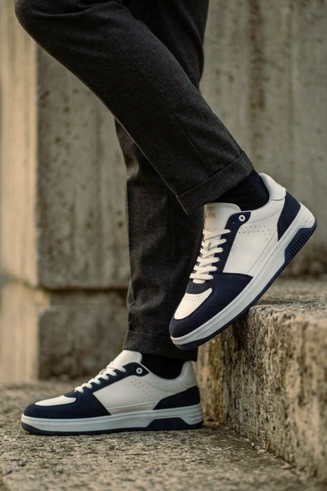 Will's Vegan Store Herren vegan Sneaker Bergen Wei&Atilde;Ÿ & Dunkelblau