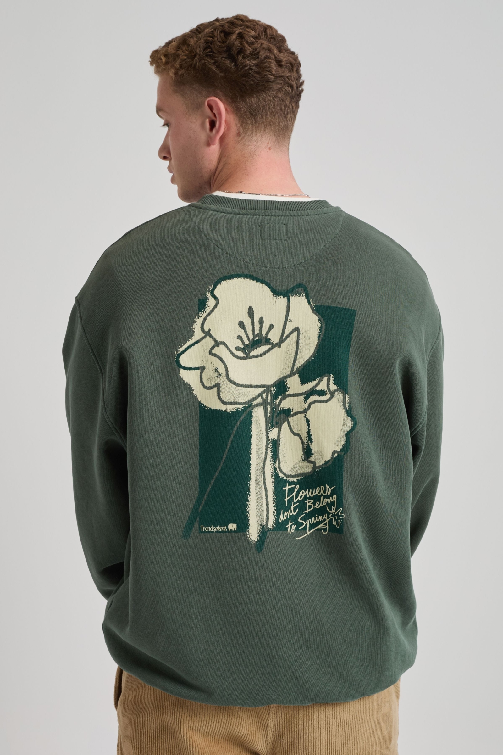 Trendsplant Herren vegan Sweatshirt Amapola Garden Topiary Gr&Atilde;&frac14;n
