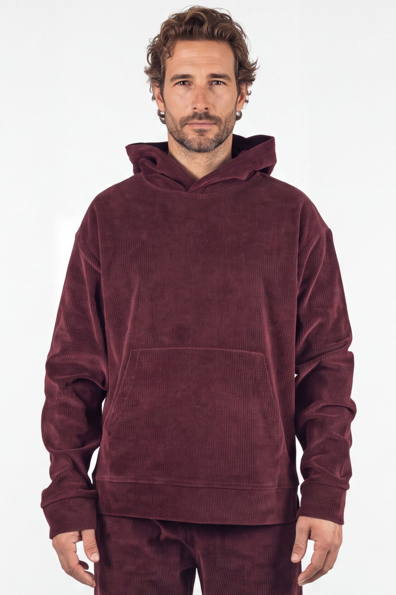ORGANICATION Herren vegan Hoodie Aus Cord Von Haroon Burgunderrot