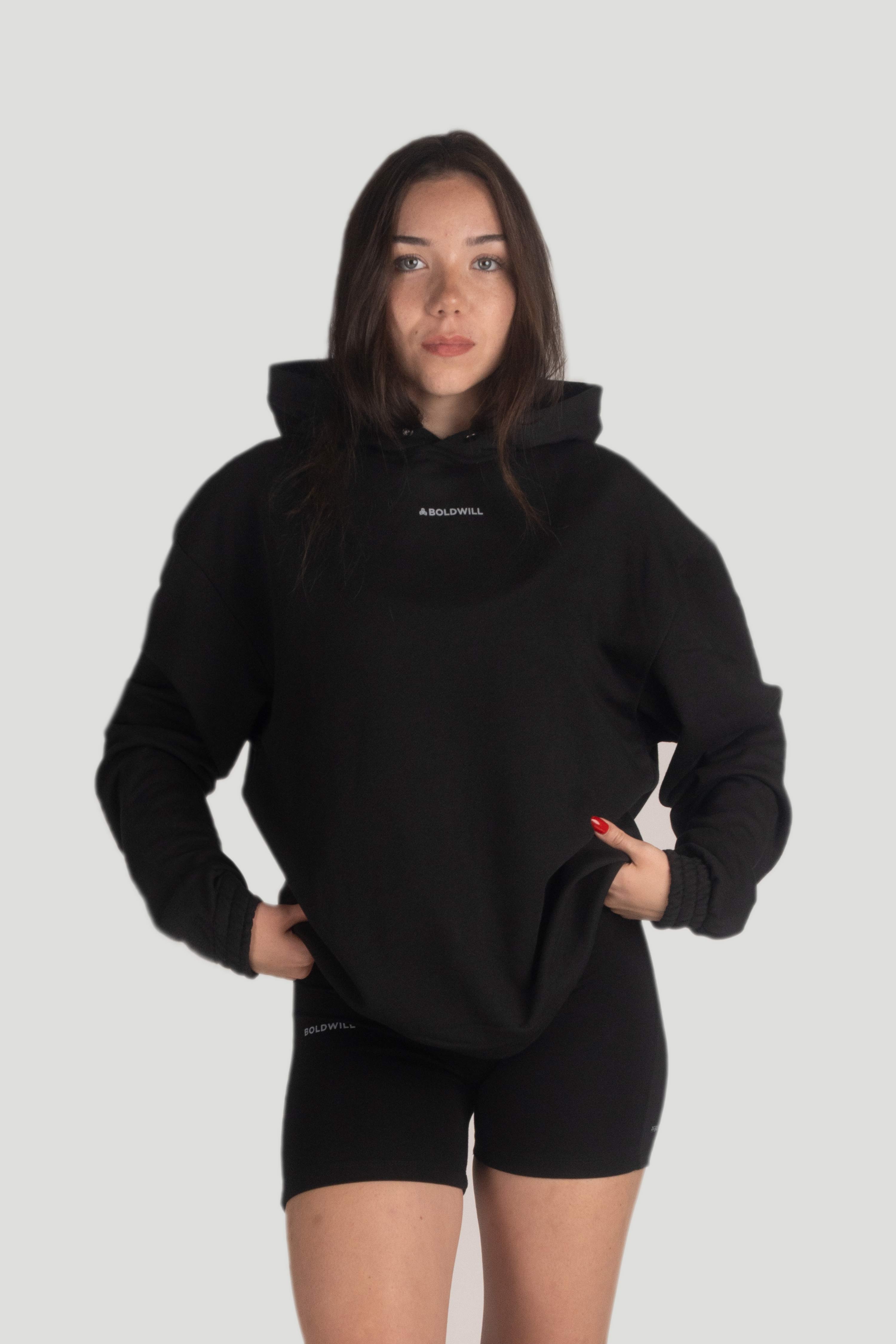 Boldwill Damen vegan Hoodie Pf80 Holz Anthrazit Schwarz