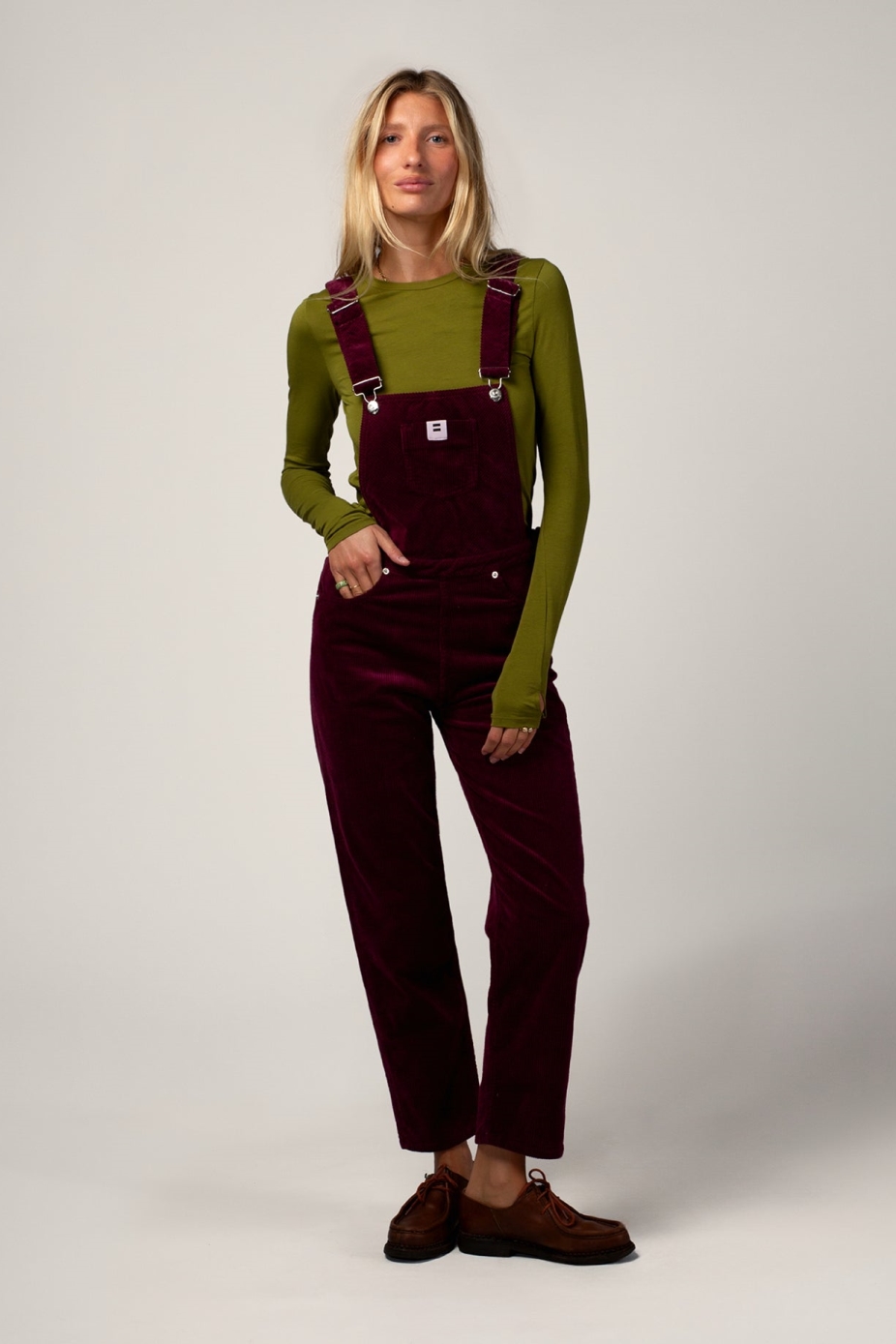 C&Atilde;&acute;tel&Atilde;&copy; Damen vegan Latzhose Aus Cord Mom Pflaume