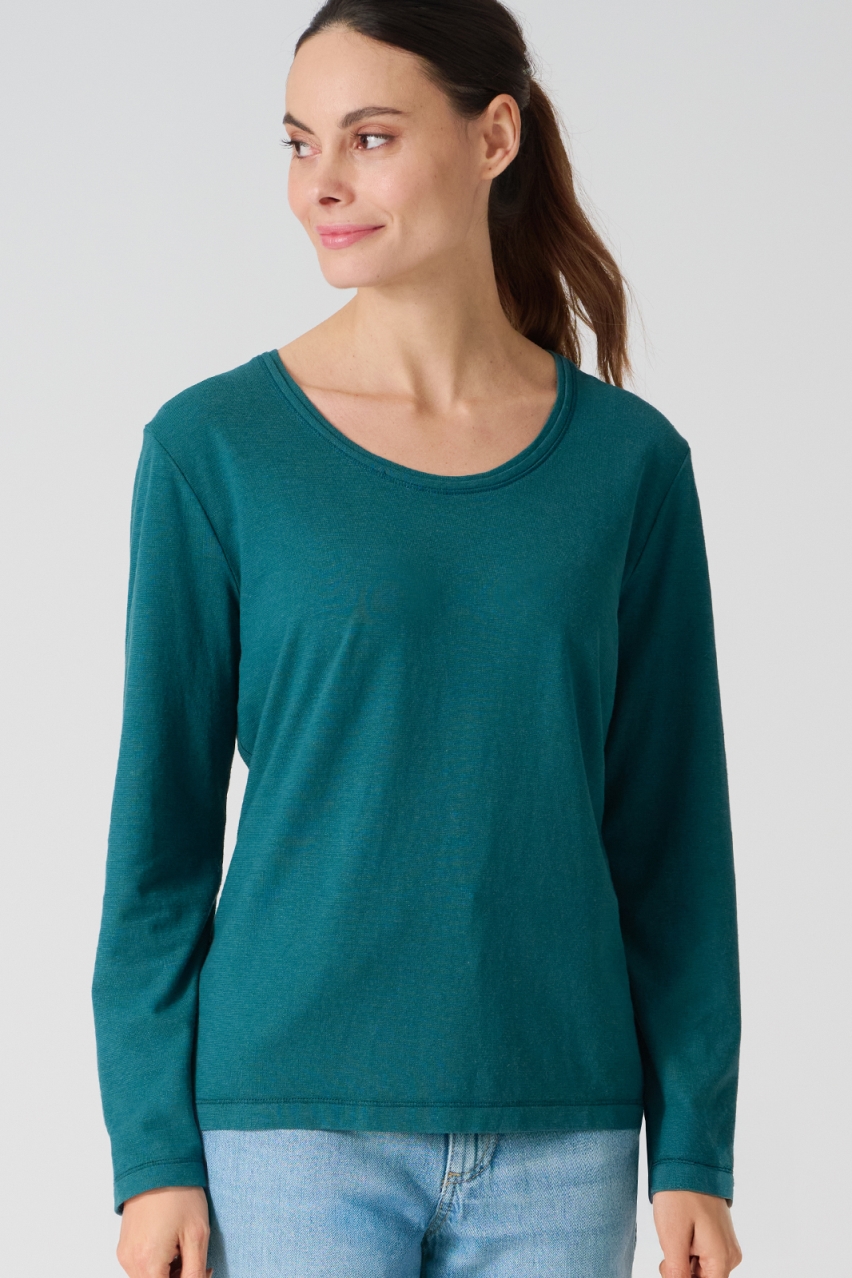 HempAge Damen vegan Langarm-Shirt In Blaugr&Atilde;&frac14;n