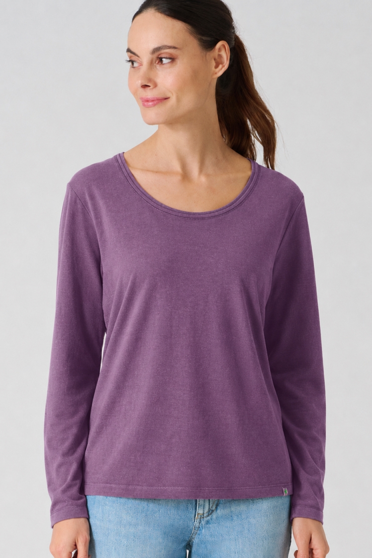 HempAge Damen vegan Langarm Shirt In Amethyst Lila