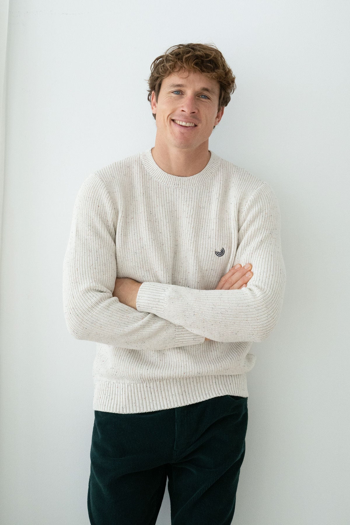 TWOTHIRDS Herren vegan Pullover Seminyak Ecru Mehrfarbig Mit Neps