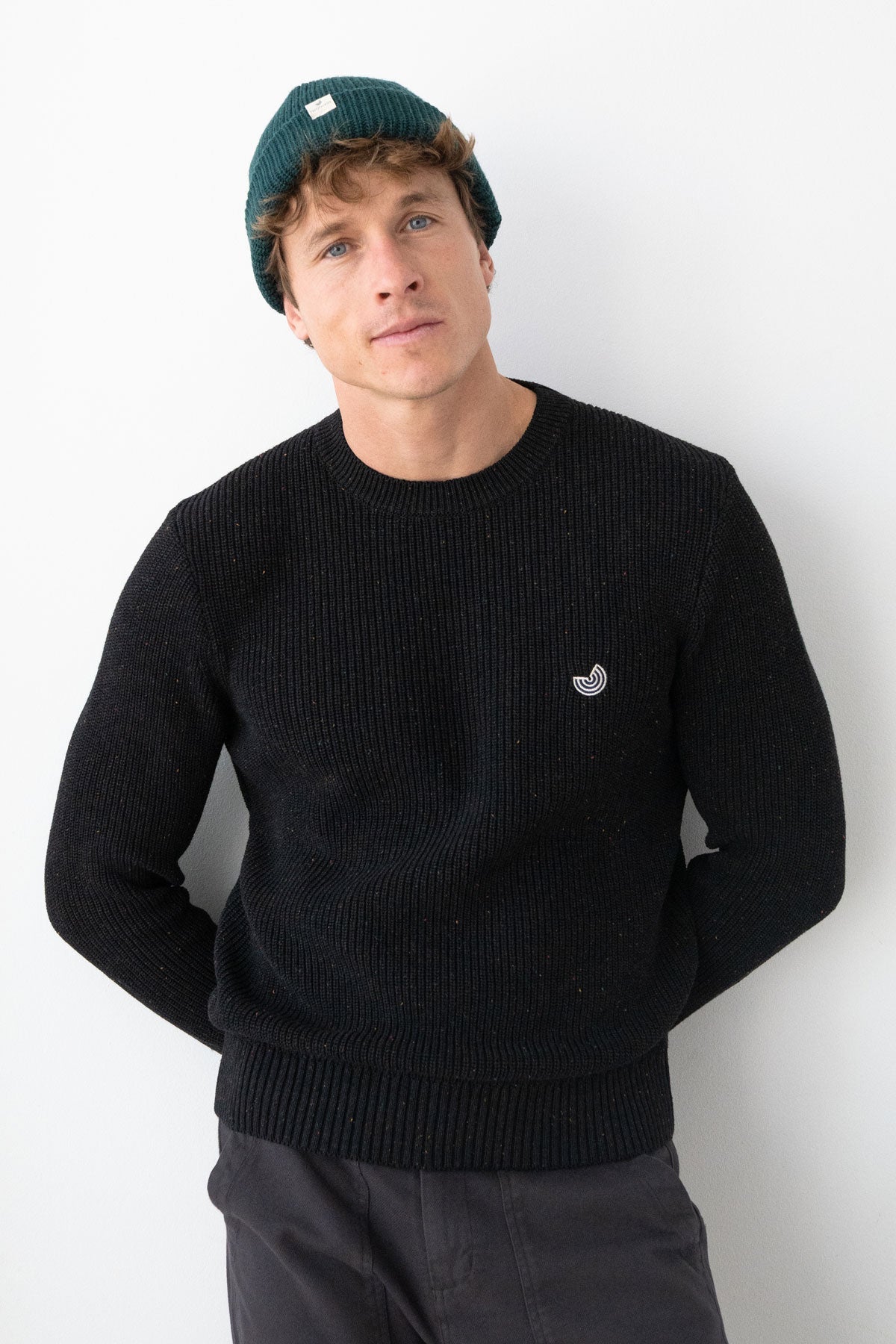 TWOTHIRDS Herren vegan Pullover Seminyak Schwarz Bunte Noppen