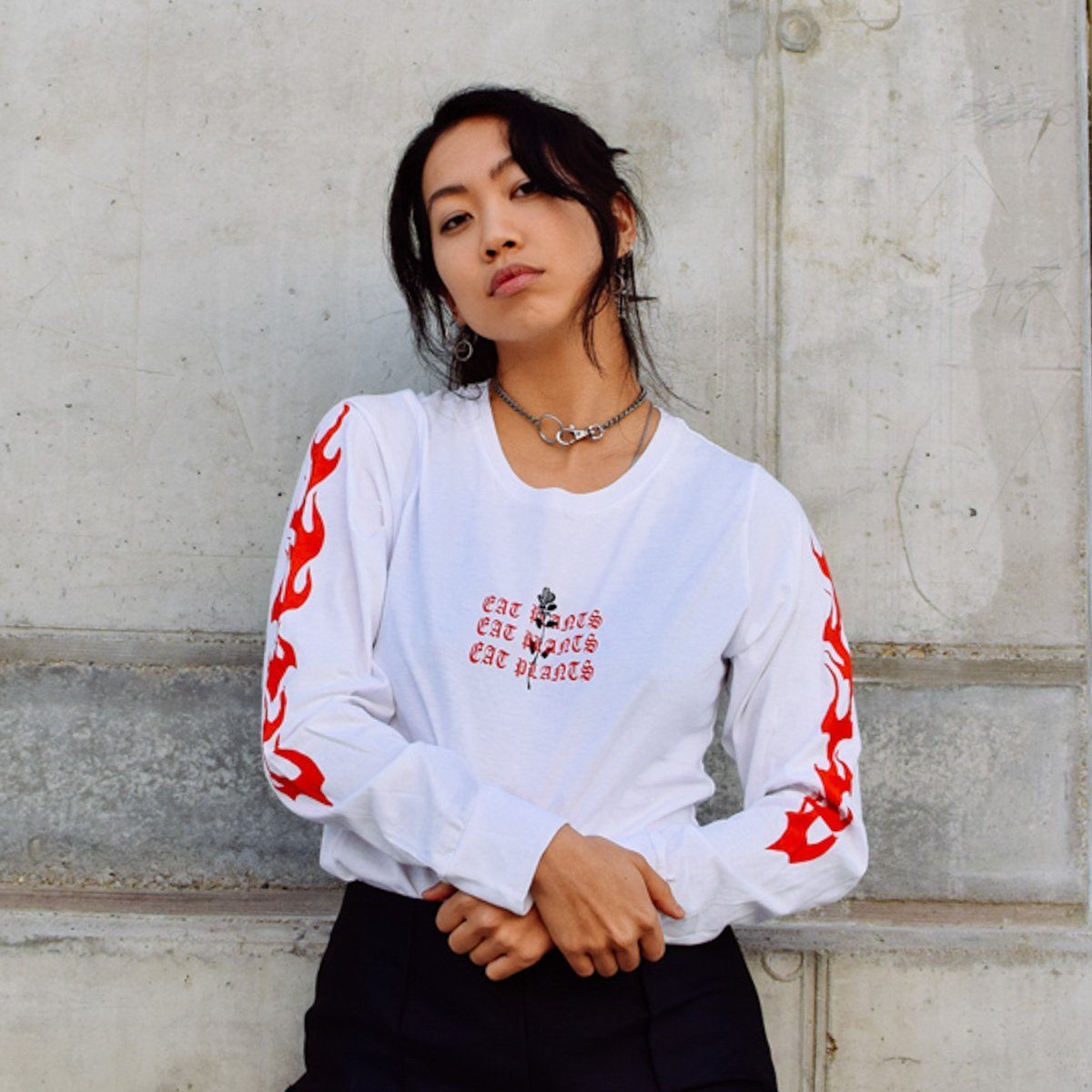 Plant Faced Clothing Eat Plants Goth Flames Long Sleeve