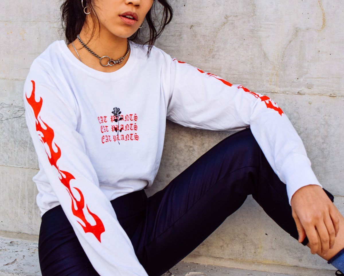 Plant Faced Clothing Eat Plants Goth Flames Long Sleeve