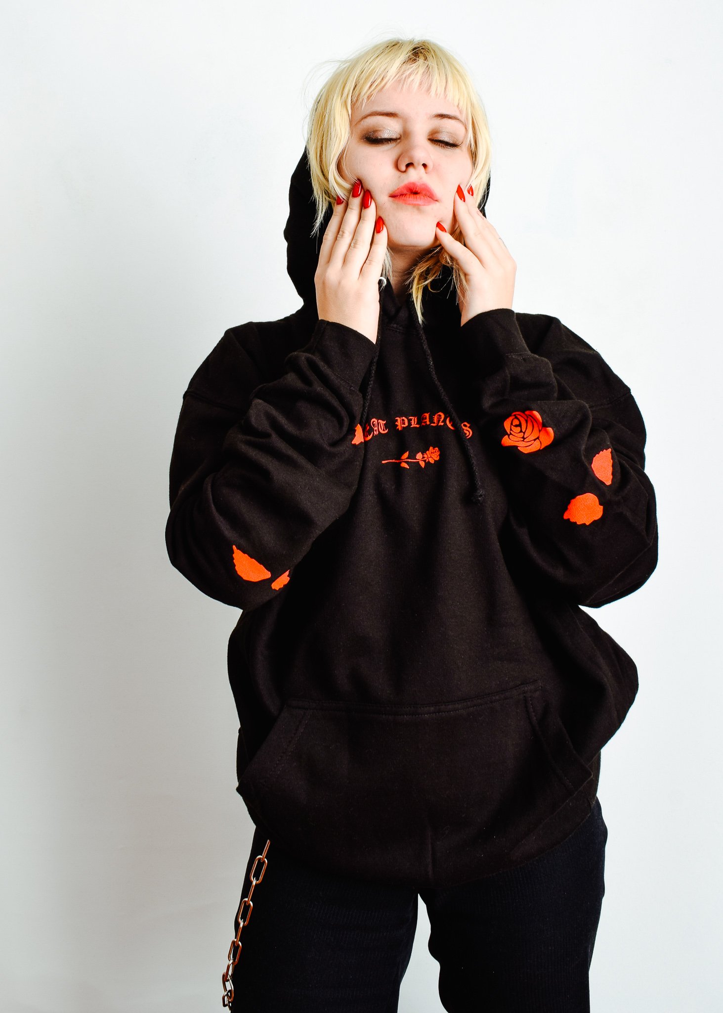 Plant Faced Clothing womens vegan Eat Plants Scattered Roses Hoodie