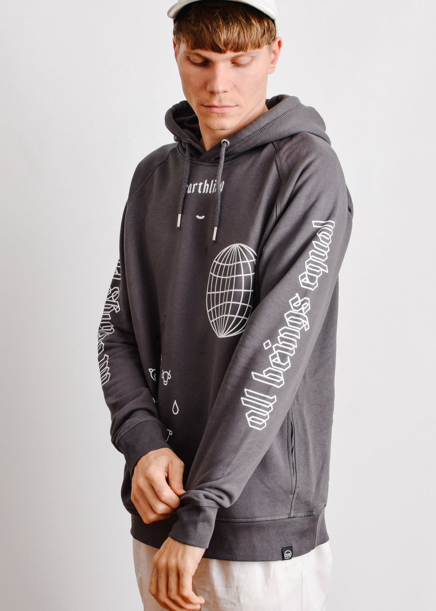 Plant Faced Clothing men vegan Hoodie Earthling Hoodie Charcoal