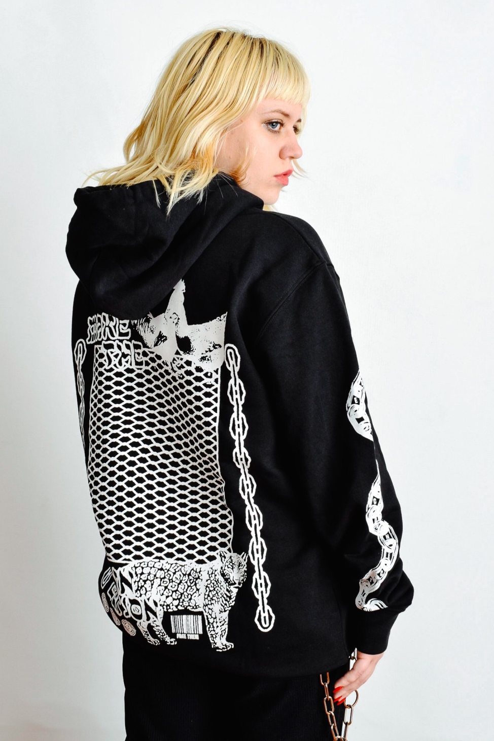 Image of Plant Faced Clothing dames vegan Make The Connection Hoodie - Zwart