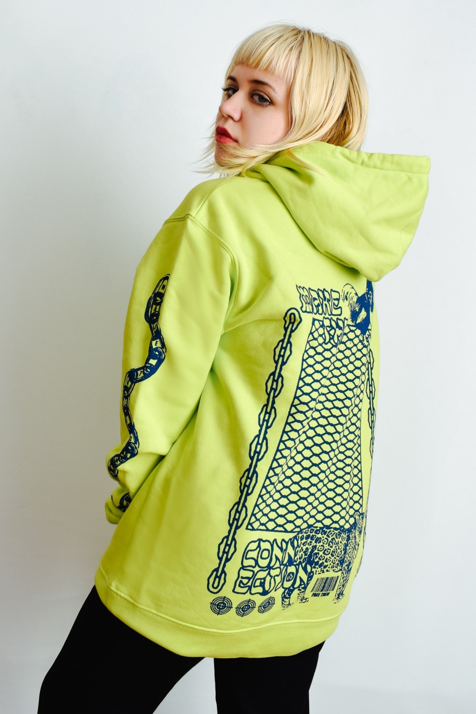 Image of Plant Faced Clothing dames vegan Make The Connection Hoodie - Limegroen