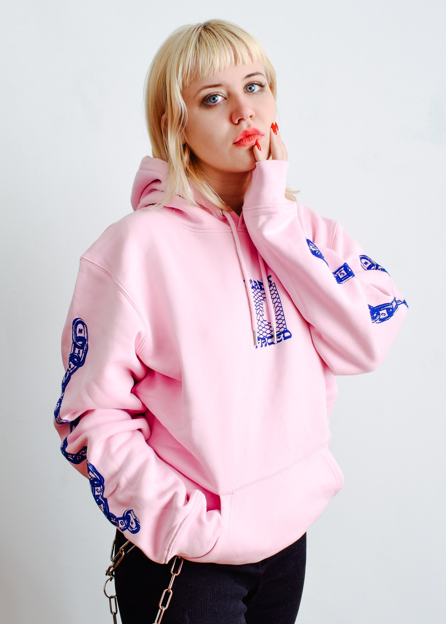 Plant Faced Clothing womens vegan Make The Connection Hoodie - Pink X Blue