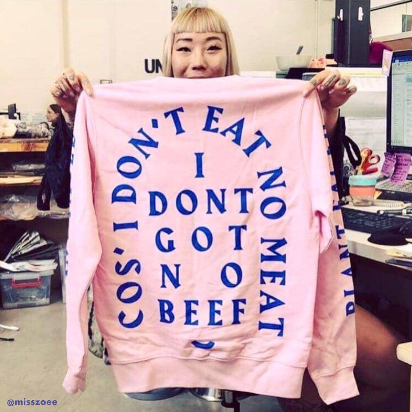 Plant Faced Clothing womens vegan No Beef Sweater Unisex