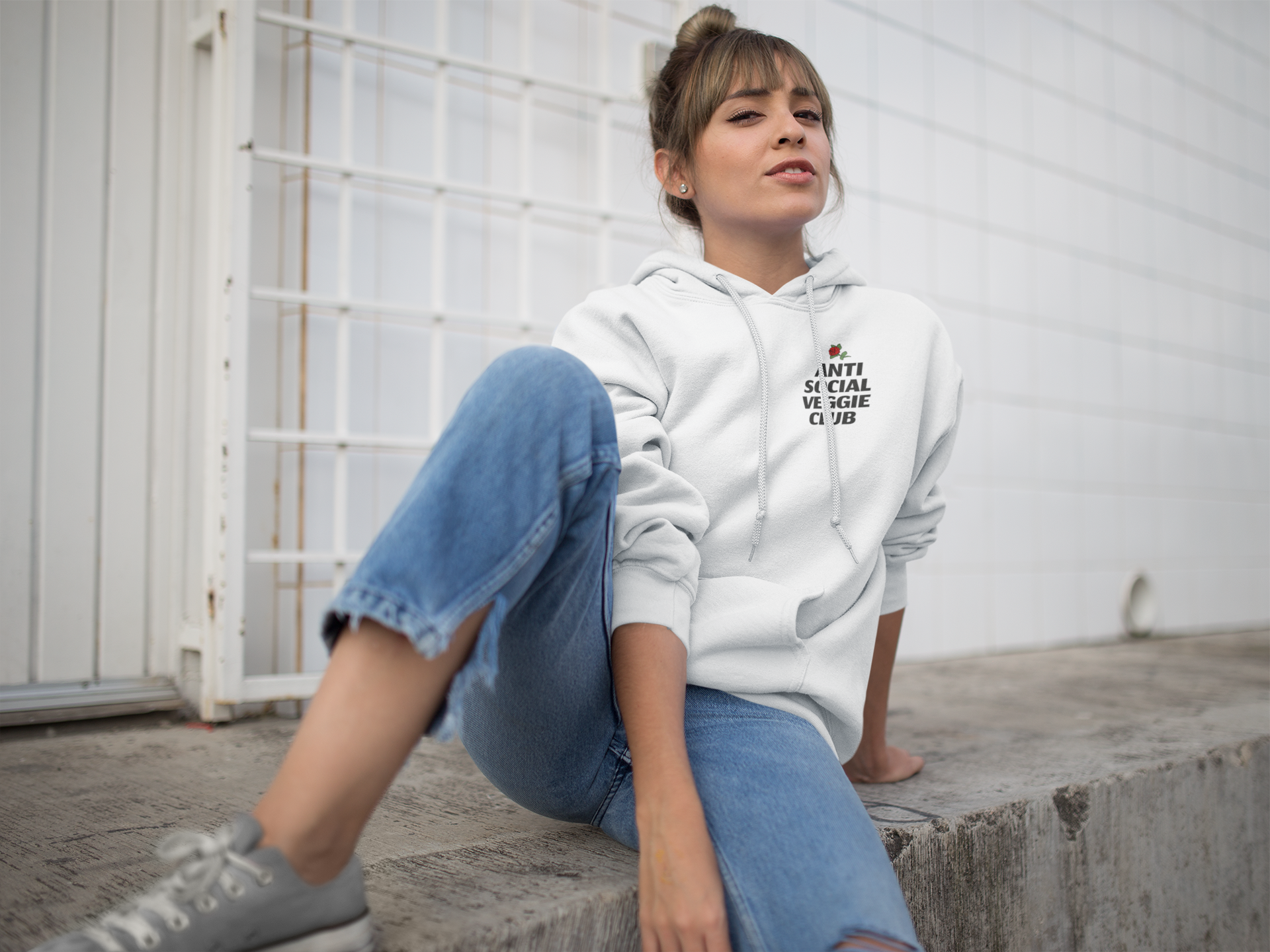 Oat Milk Club womens vegan Anti Social Veggie Club - Organic Cotton Hoodie Black