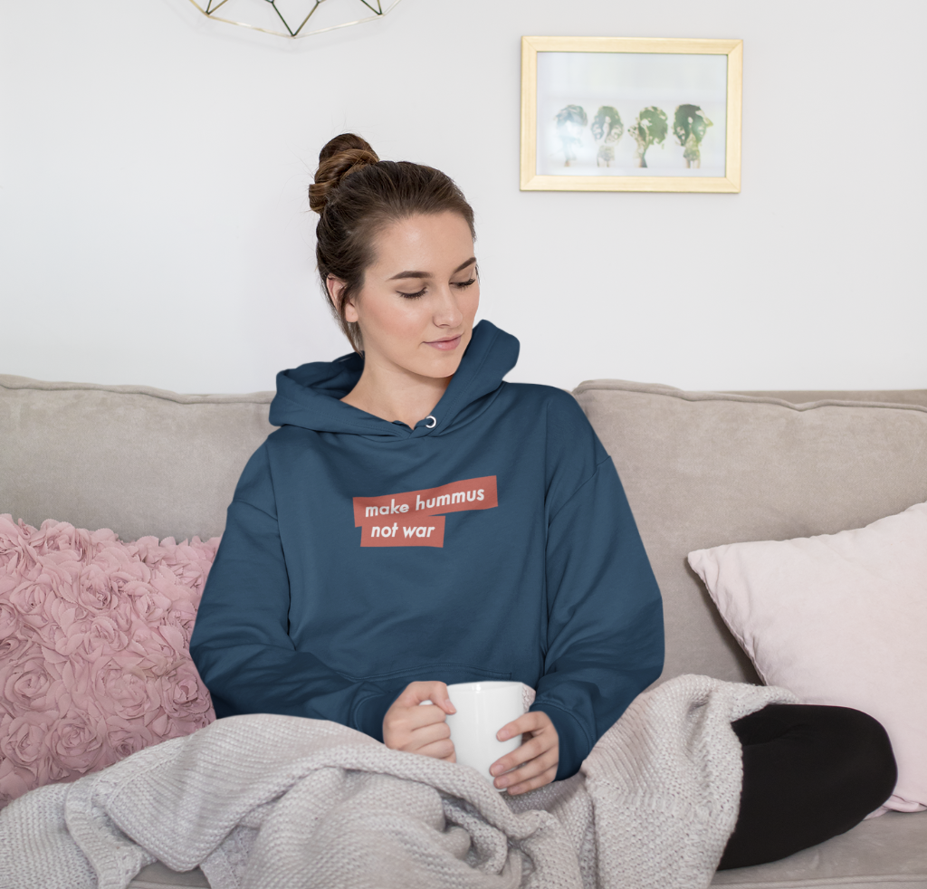 22484 - Damen vegan Make Hummus Not War - Hoodie Schwarz