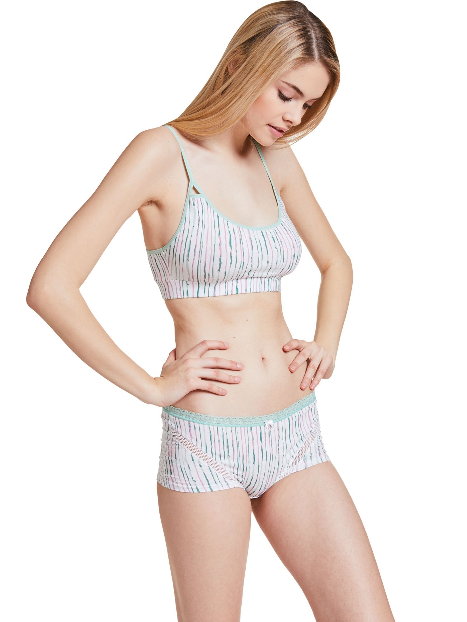 VATTER womens vegan Bralette Paula Mint Stripes